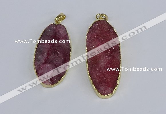 NGP3965 22*45mm - 25*50mm oval druzy agate pendants wholesale