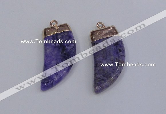 NGP4002 15*30mm - 16*35mm horn druzy quartz gemstone pendants