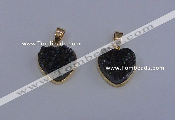 NGP4016 15*15mm heart druzy quartz gemstone pendants