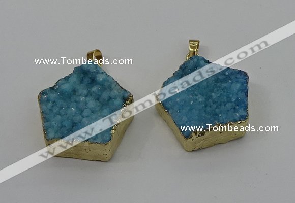 NGP4115 28*28mm - 30*30mm pentagon druzy quartz pendants wholesale