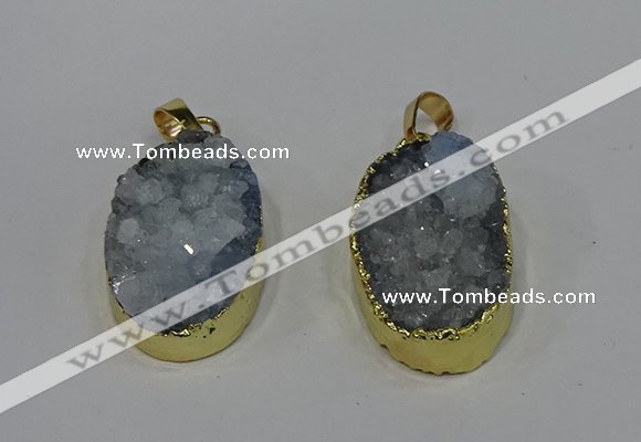 NGP4189 18*25mm - 18*28mm oval druzy quartz pendants wholesale
