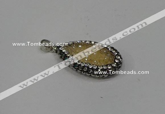 NGP4267 14*23mm flat teardrop plated quartz pendants wholesale