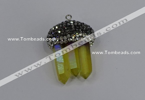 NGP4333 22*30mm - 25*35mm sticks white crystal pendants