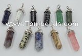 NGP5023 8*30mm sticks mixed gemstone pendants wholesale