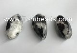 NGP5576 18*40mm - 23*58mm teardrop black & white agate pendants