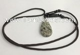 NGP5633 Jasper flat teardrop pendant with nylon cord necklace