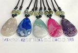NGP5648 Agate flat teardrop pendant with nylon cord necklace