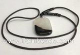 NGP5664 Agate rectangle pendant with nylon cord necklace