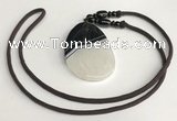 NGP5665 Agate flat teardrop pendant with nylon cord necklace