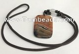 NGP5688 Agate rectangle pendant with nylon cord necklace