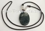 NGP5699 Agate oval pendant with nylon cord necklace