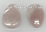 NGP5847 35*55mm faceted flat teardrop rose quartz pendants wholesale