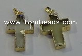 NGP6041 30*40mm - 35*45mm cross lemon quartz pendants