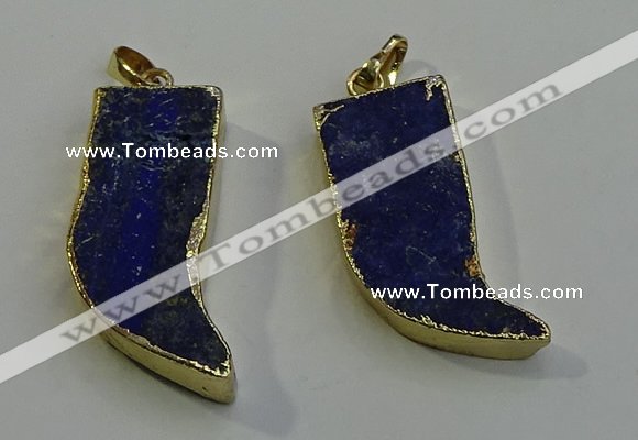 NGP6056 15*40mm - 18*45mm horn lapis lazuli pendants