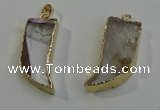 NGP6059 15*40mm - 18*45mm horn white crystal pendants