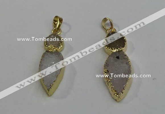 NGP6069 16*40mm - 18*45mm arrowhead druzy agate pendants