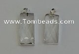 NGP6180 14*30mm - 15*38mm faceted rectangle white crystal pendants