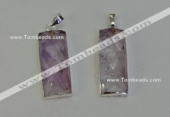 NGP6182 14*30mm - 15*38mm faceted rectangle light amethyst pendants