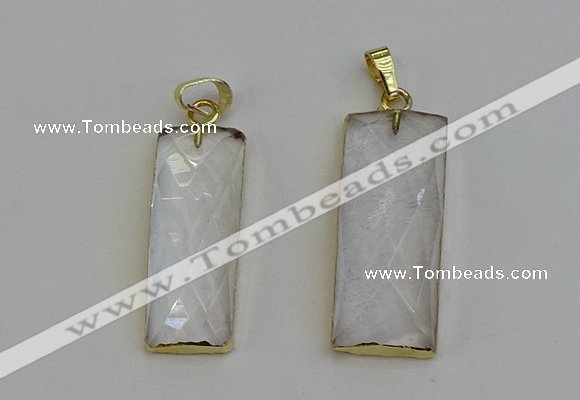 NGP6198 14*30mm - 15*38mm faceted rectangle white crystal pendants