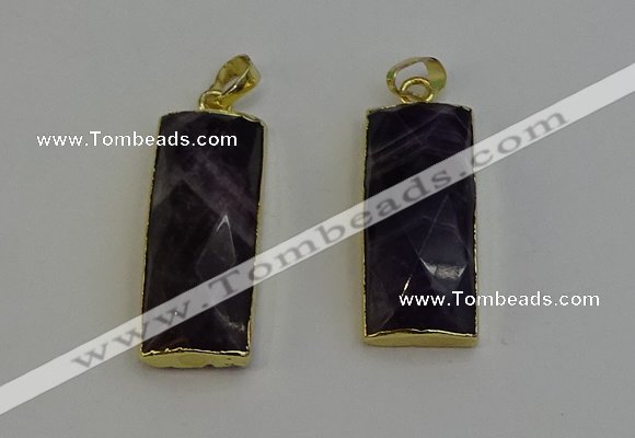 NGP6206 14*30mm - 15*38mm faceted rectangle amethyst pendants