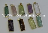 NGP6212 14*30mm - 15*38mm faceted rectangle mixed gemstone pendants