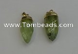 NGP6239 12*28mm - 15*30mm faceted bullet green rutilated quartz pendants