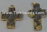 NGP6282 40*45mm - 35*55mm cross druzy agate pendants