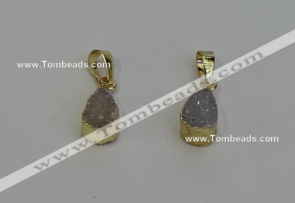 NGP6288 8*12mm teardrop druzy agate gemstone pendants wholesale