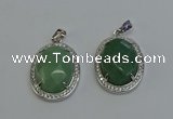 NGP6359 25*30mm oval green aventurine pendants wholesale