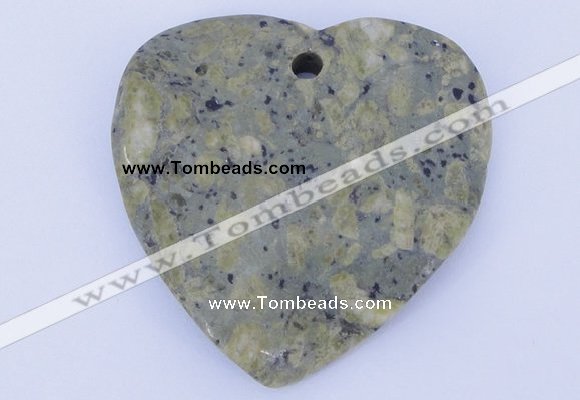 NGP641 5pcs 50*50mm heart kambaba jasper gemstone pendants