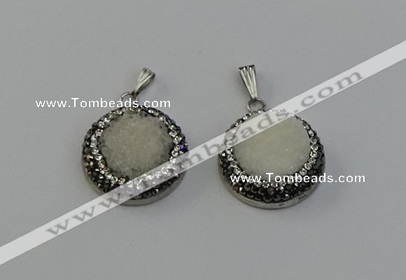 NGP6538 20mm - 22mm coin druzy agate gemstone pendants wholesale