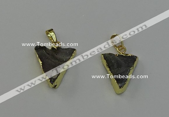 NGP6548 18*20mm - 20*25mm triangle druzy agate gemstone pendants