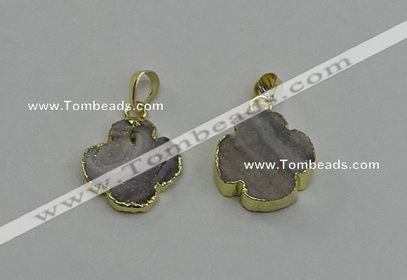 NGP6554 20*20mm - 22*22mm flower druzy agate pendants