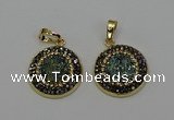 NGP6587 22mm - 22mm coin plated druzy agate gemstone pendants