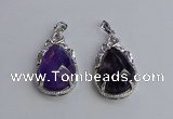 NGP6609 22*30mm faceted teardrop amethyst gemstone pendants