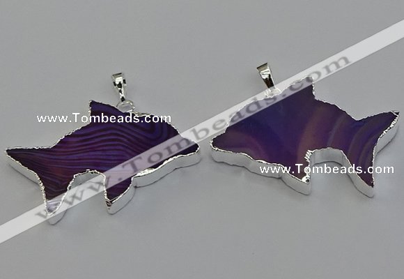 NGP6670 28*42mm - 30*45mm dolphin agate gemstone pendants