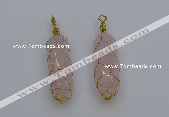 NGP6731 13*40mm sticks rose quartz gemstone pendants wholesale