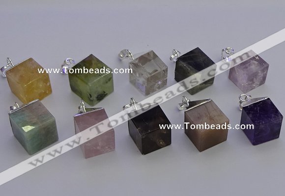 NGP6799 15*22mm cube mixed gemstone pendants wholesale