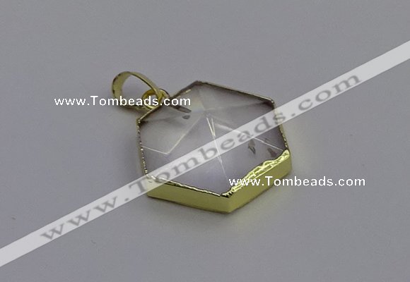 NGP6800 24*25mm hexagon white crystal gemstone pendants wholesale
