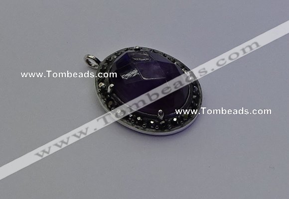 NGP6862 20*25mm oval amethyst gemstone pendants wholesle