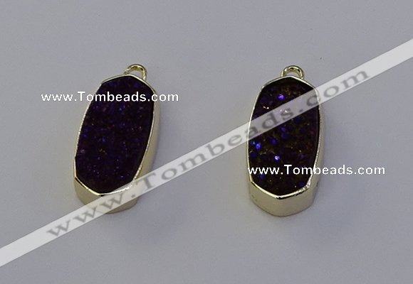 NGP6912 10*22mm - 12*25mm freeform plated druzy quartz pendants