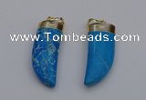 NGP7026 12*35mm - 14*40mm horn white howlite turquoise pendants