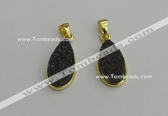 NGP7182 10*20mm flat teardrop plated druzy quartz pendants