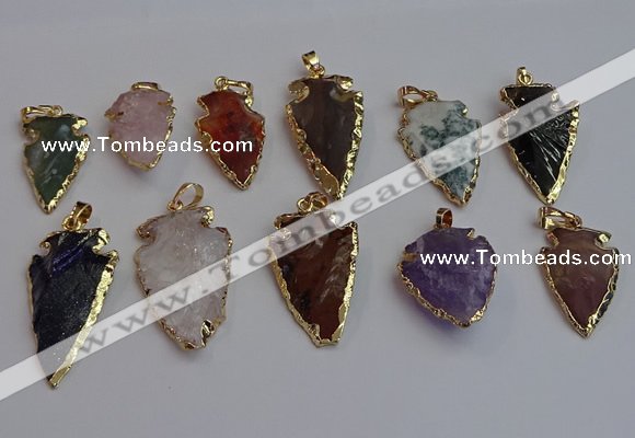 NGP7367 15*20mm - 22*40mm arrowhead mixed gemstone pendants