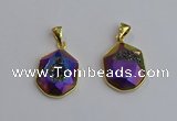 NGP7466 16*18mm freeform plated druzy agate gemstone pendants
