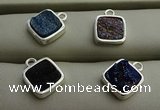 NGP7576 12*12mm square plated druzy agate pendants wholesale
