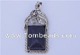 NGP839 5PCS 20*45mm rectangle blue goldstone pendants with brass setting