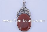 NGP841 5PCS 22*48mm oval goldstone pendants with brass setting