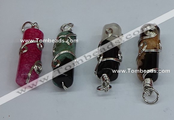 NGP8808 13*40mm tube agate gemstone pendants wholesale