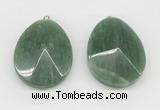 NGP9833 32*42mm - 35*45mm faceted nuggets green aventurine jade pendants